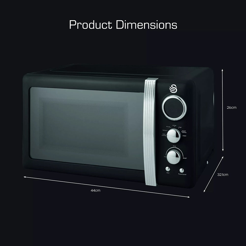 Swan Retro Digital Microwave | 800W, Black Finish