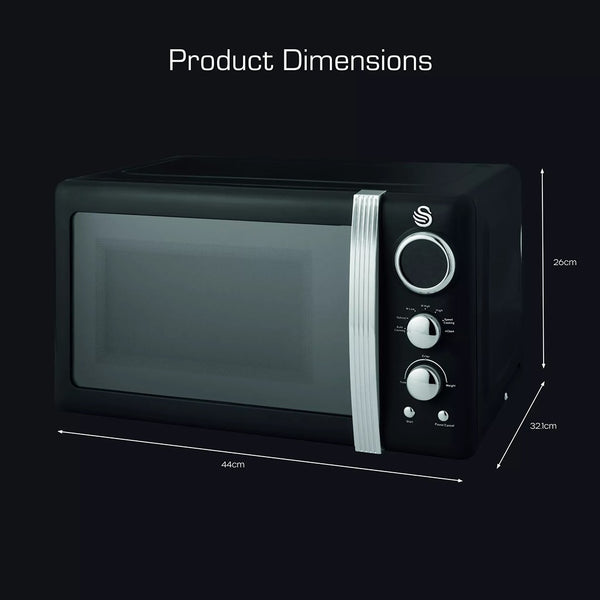 Swan Retro Digital Microwave | 800W, Black Finish