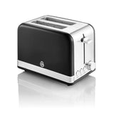 Swan Retro Black 4 Slice Toaster | Browning Control, Cancel, Reheat, Defrost