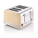 Swan Retro Cream 4 Slice Toaster | Dual Controls, Variable Browning