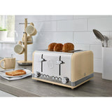 Swan Retro Cream 4 Slice Toaster | Dual Controls, Variable Browning