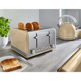 Swan Retro Cream 4 Slice Toaster | Dual Controls, Variable Browning