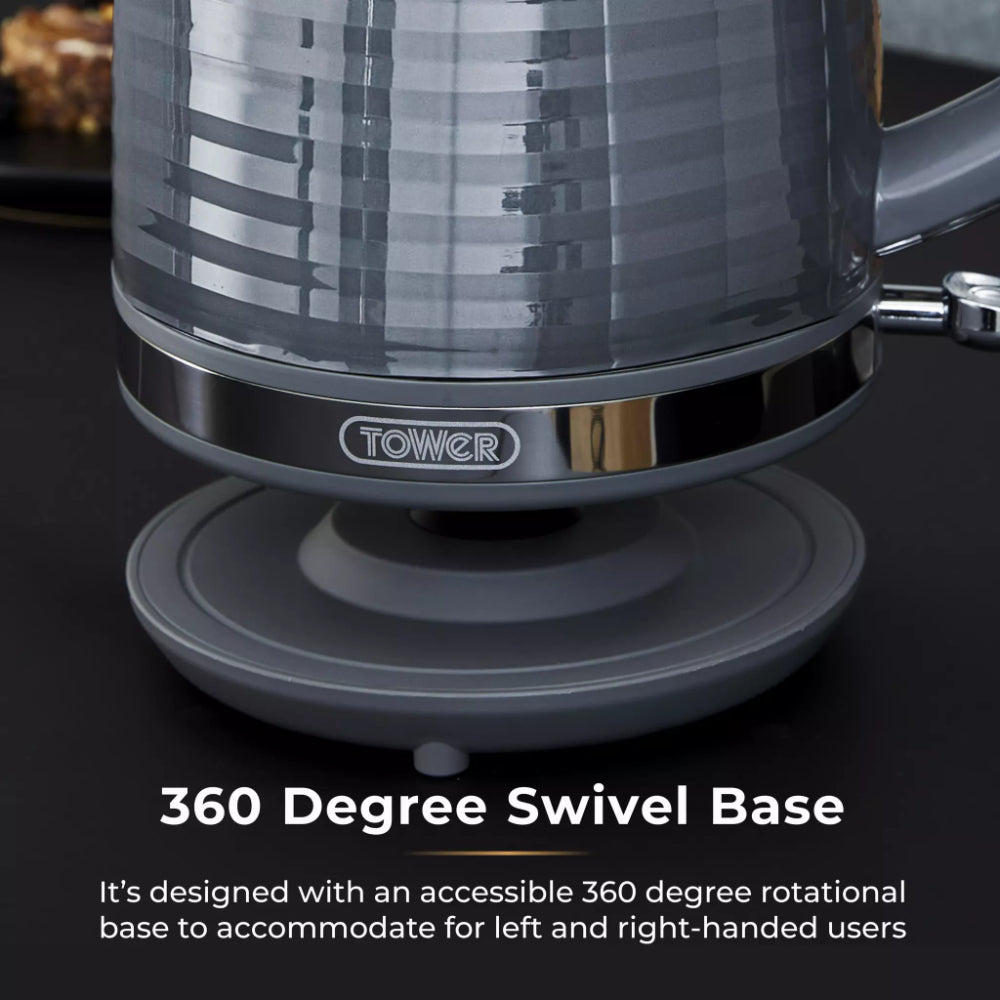 Tower Saturn Chrome Kettle | 1.7L, Grey, Cordless