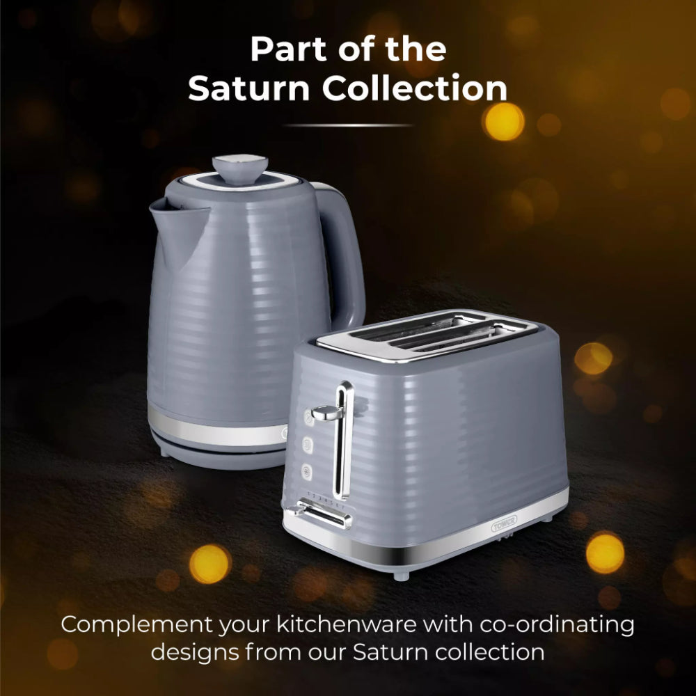 Tower Saturn Chrome Kettle | 1.7L, Grey, Cordless