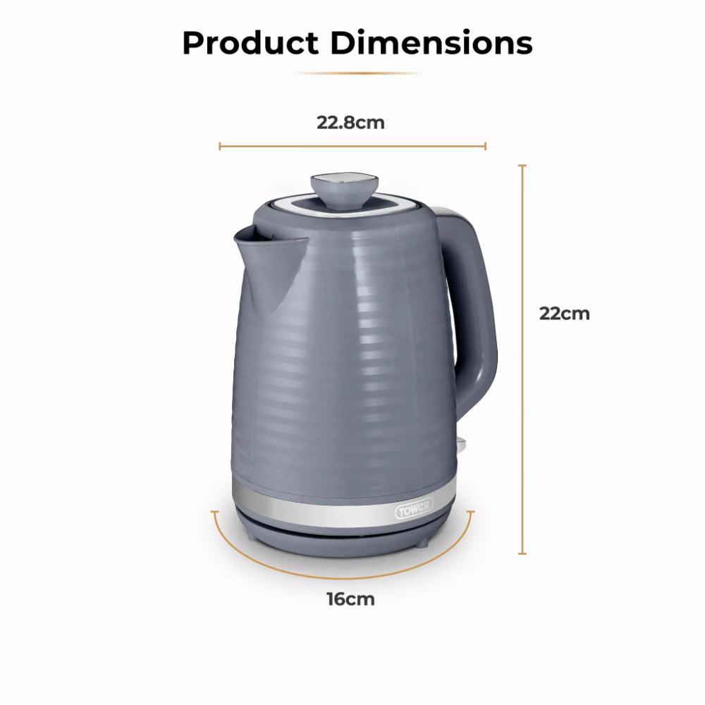Tower Saturn Chrome Kettle | 1.7L, Grey, Cordless