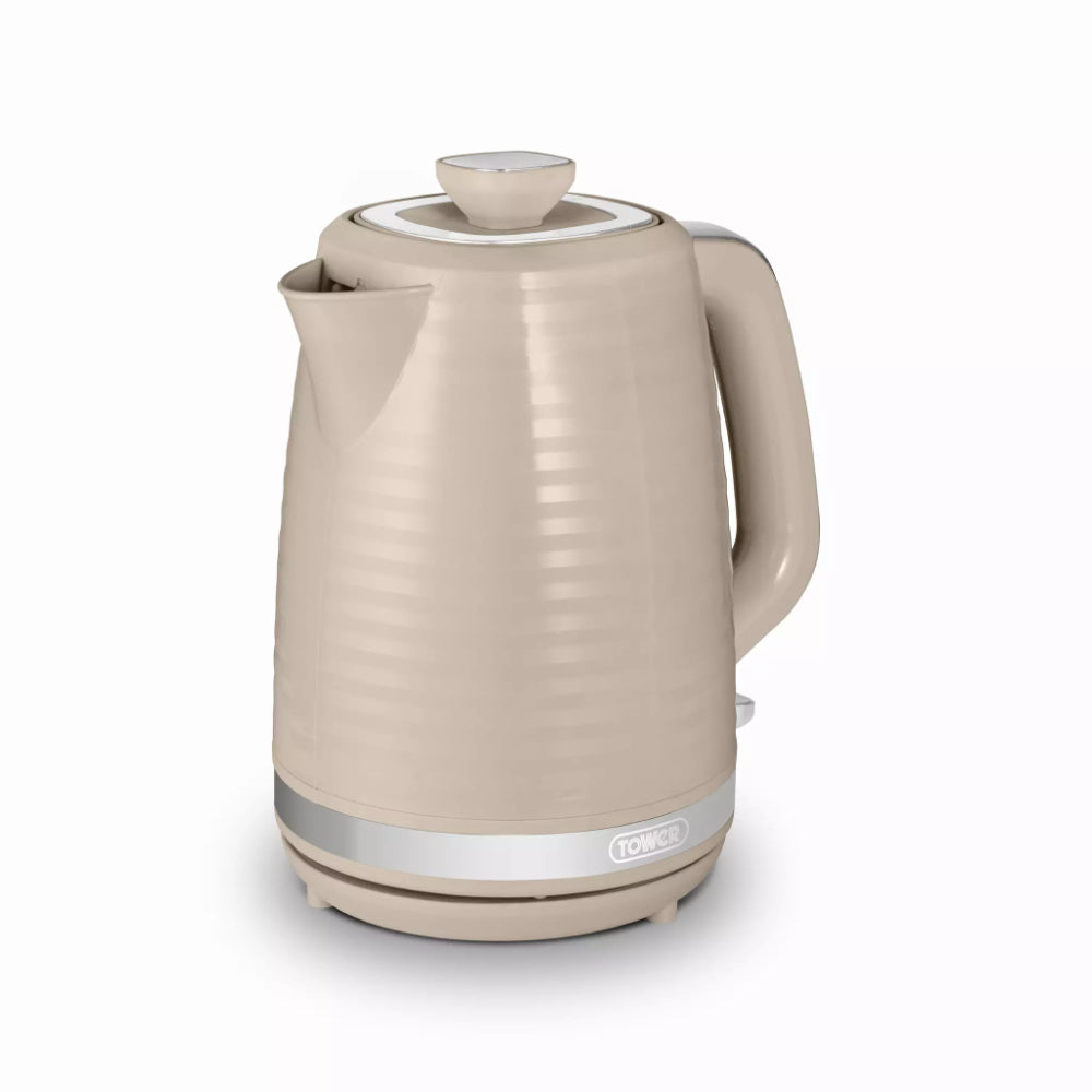 Tower Saturn Chrome Latte Kettle | 1.7L, Ribbed Body Design, Neutral Colour
