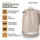Tower Saturn Chrome Latte Kettle | 1.7L, Ribbed Body Design, Neutral Colour