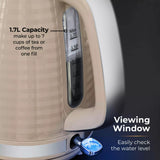 Tower Saturn Chrome Latte Kettle | 1.7L, Ribbed Body Design, Neutral Colour