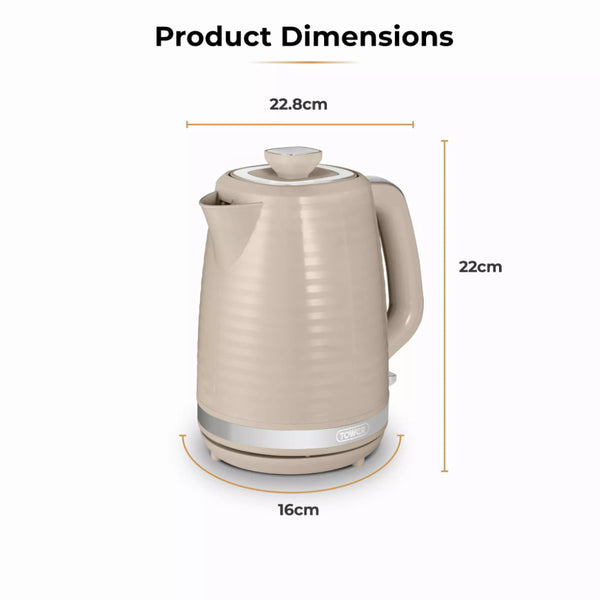 Tower Saturn Chrome Latte Kettle | 1.7L, Ribbed Body Design, Neutral Colour