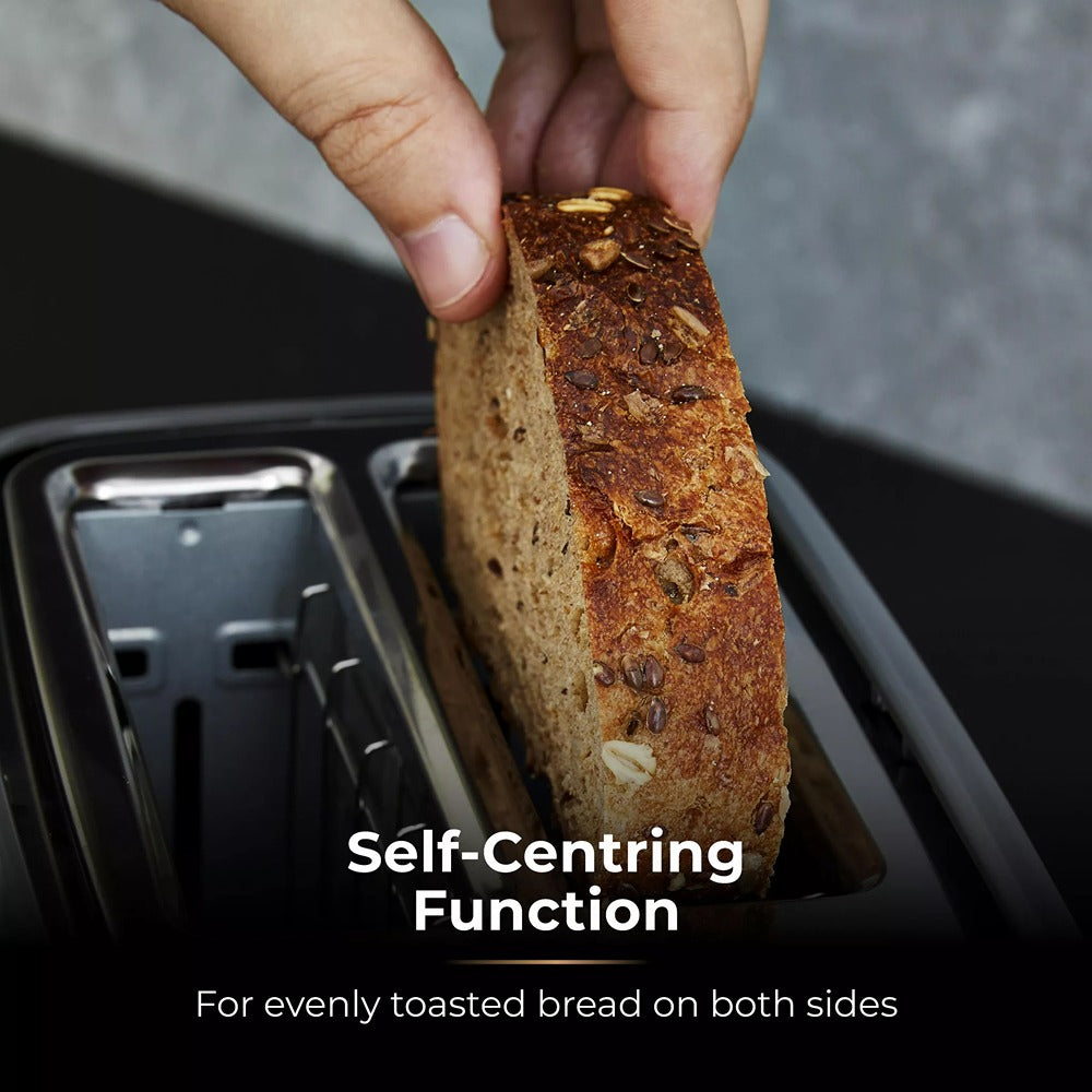 Tower Saturn Grey 2 Slice Toaster | Defrost, Reheat, Wide Slots