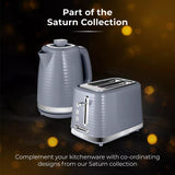 Tower Saturn Grey 2 Slice Toaster | Defrost, Reheat, Wide Slots