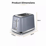 Tower Saturn Grey 2 Slice Toaster | Defrost, Reheat, Wide Slots