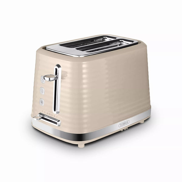 Tower Saturn Latte Beige 2 Slice Toaster | Adjustable Browning, Crumb Tray