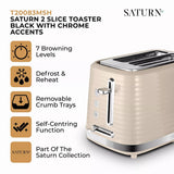 Tower Saturn Latte Beige 2 Slice Toaster | Adjustable Browning, Crumb Tray