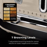 Tower Saturn Latte Beige 2 Slice Toaster | Adjustable Browning, Crumb Tray
