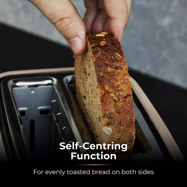 Tower Saturn Latte Beige 2 Slice Toaster | Adjustable Browning, Crumb Tray