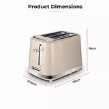 Tower Saturn Latte Beige 2 Slice Toaster | Adjustable Browning, Crumb Tray