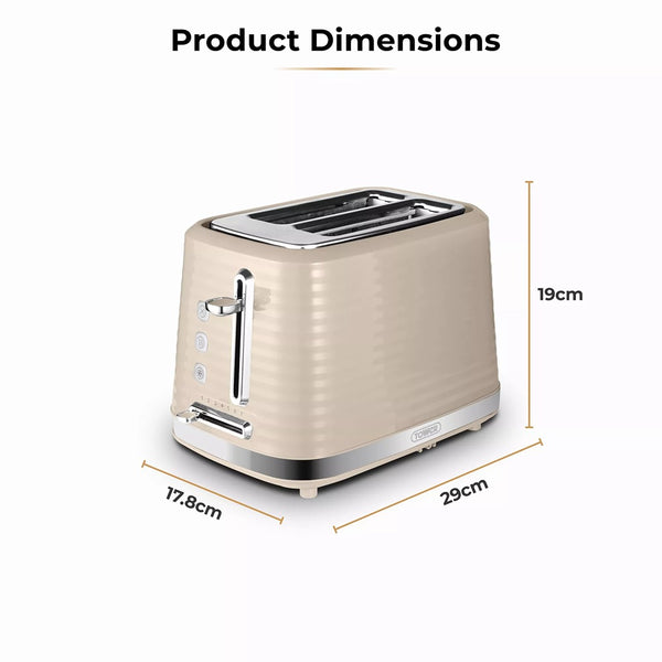 Tower Saturn Latte Beige 2 Slice Toaster | Adjustable Browning, Crumb Tray