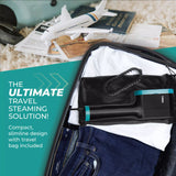 Tower Handheld Garment Steamer | Black and Teal, Brush Attachment