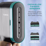 Tower Handheld Garment Steamer | Black and Teal, Brush Attachment