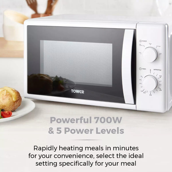 Tower Manual Microwave | 700W, 35-Minute Timer, White