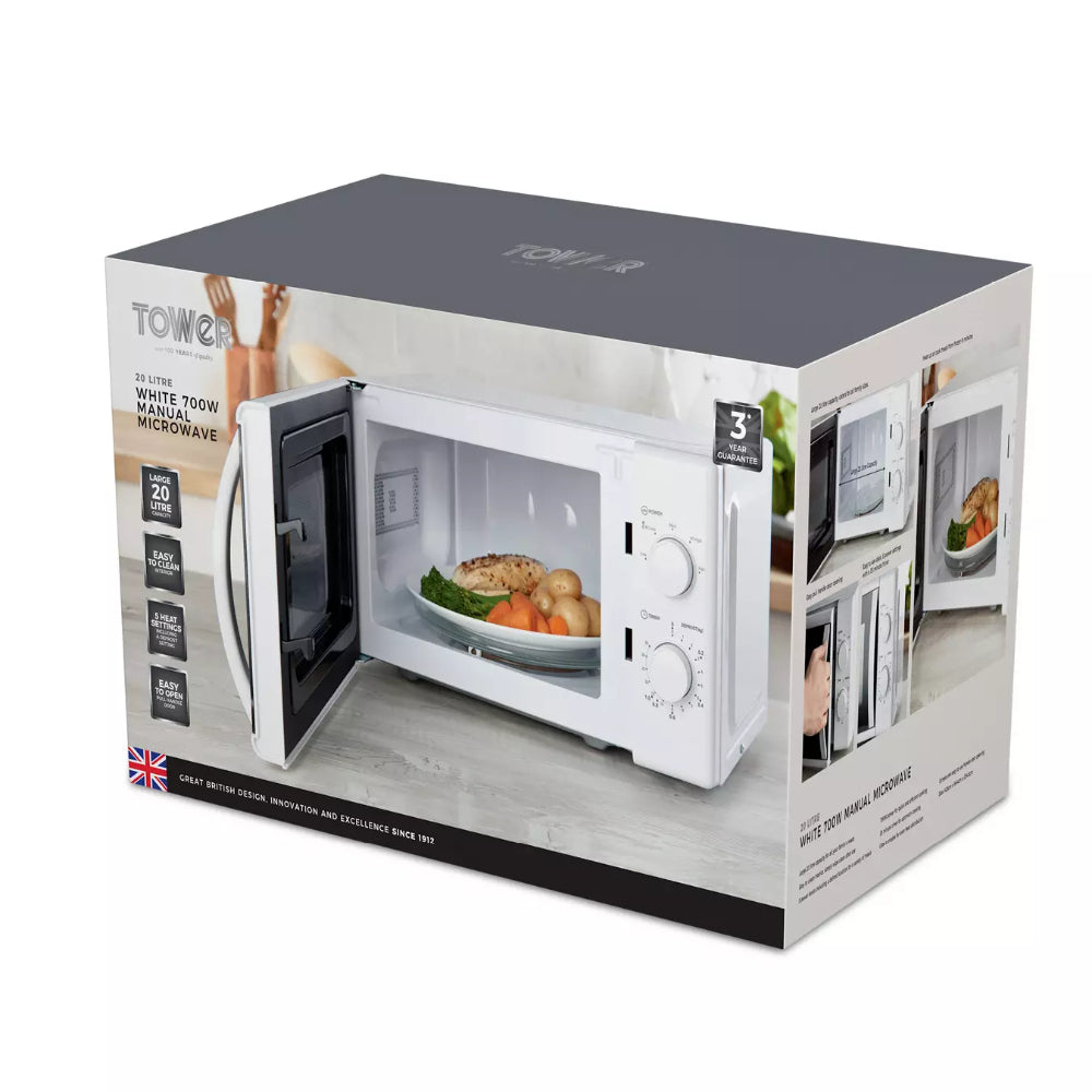 Tower Manual Microwave | 700W, 35-Minute Timer, White