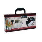 Royal & Langnickel Watercolour Wooden Box Set | Rounds, Flats, Filberts and Fan