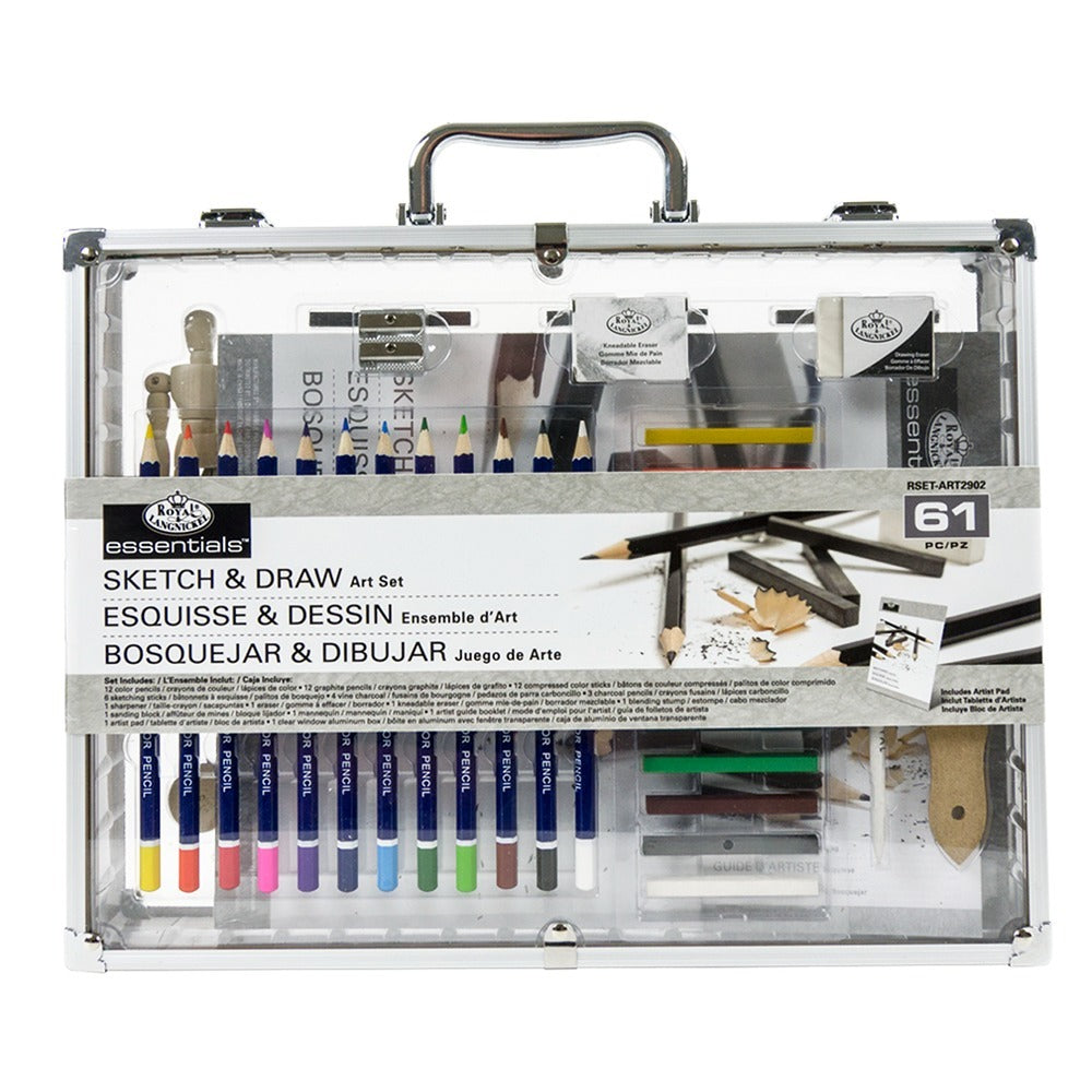 Royal & Langnickel Sketch & Draw Aluminium Box Set | Graphite Range, Charcoal