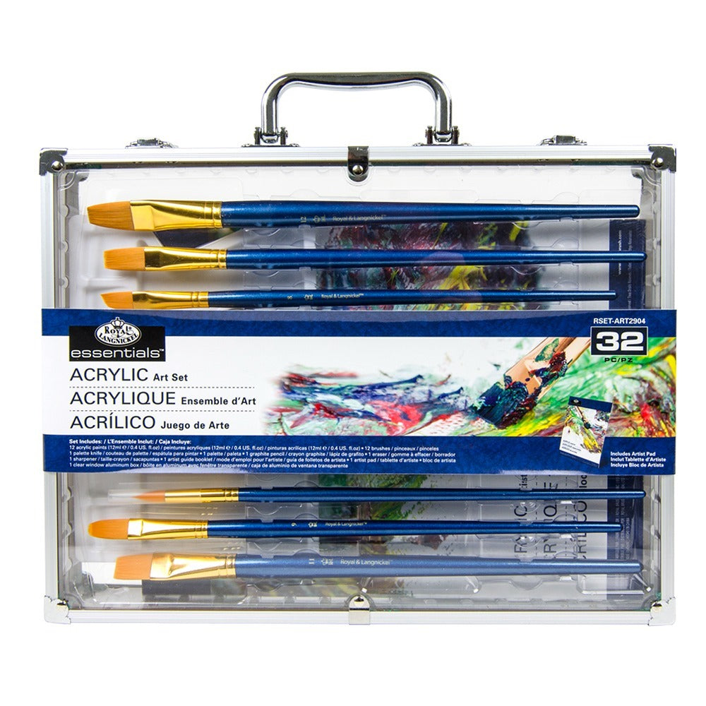 Royal & Langnickel Acrylic Painting Set Aluminium Box | Assorted Colours, Brushes