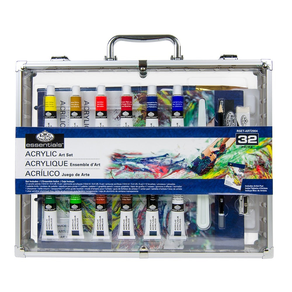 Royal & Langnickel Acrylic Painting Set Aluminium Box | Assorted Colours, Brushes