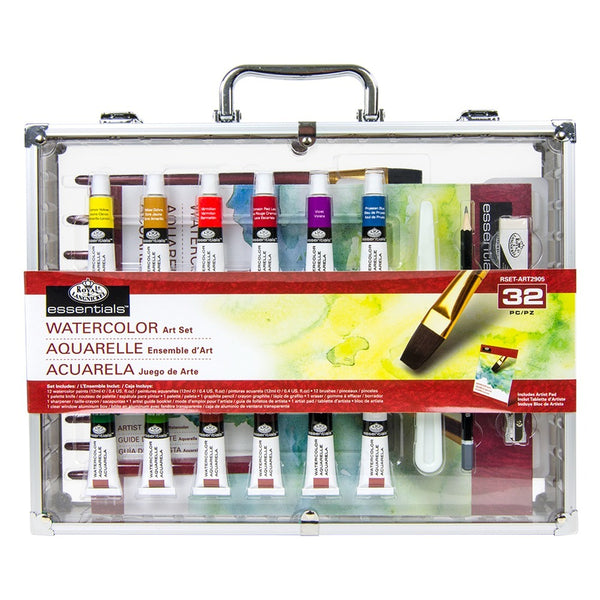 Royal & Langnickel Watercolour Aluminium Box Set | 32 Pieces, Carry Case, Palette