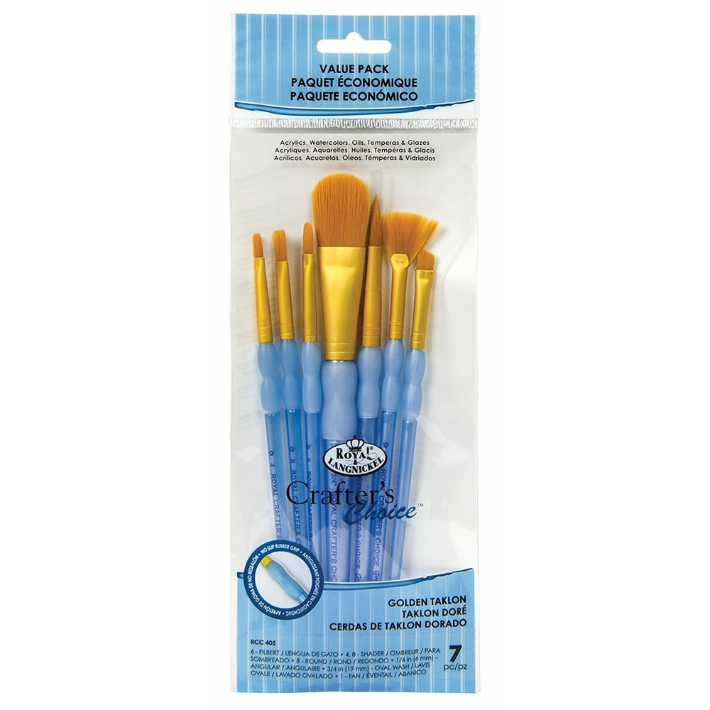 Royal & Langnickel Gold Oval Variety Brush Set | Golden Taklon, Assorted Shapes