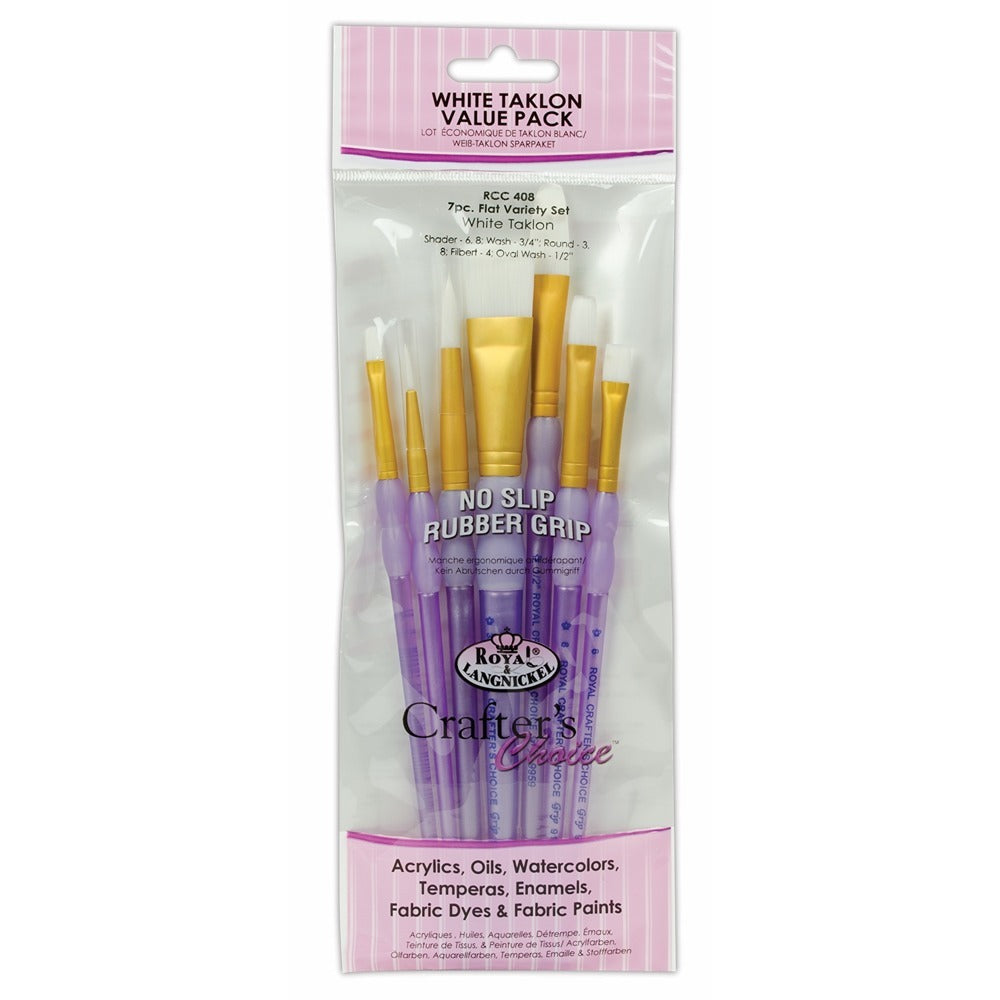 Royal & Langnickel White Flat Variety Brush Set Paint Brushes | White Taklon