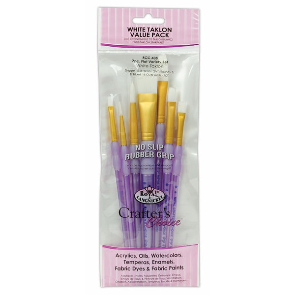 Royal & Langnickel White Flat Variety Brush Set Paint Brushes | White Taklon