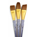 Royal & Langnickel Brown Taklon Large Brush Set | Flat, Round & Angled