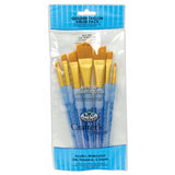 Royal & Langnickel Gold Angular Brushes Value Set | Golden Taklon, Rubber Grip