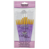 Royal & Langnickel White Round Brush Value Set | Taklon Sizes 20/0–10, Rubber Grip