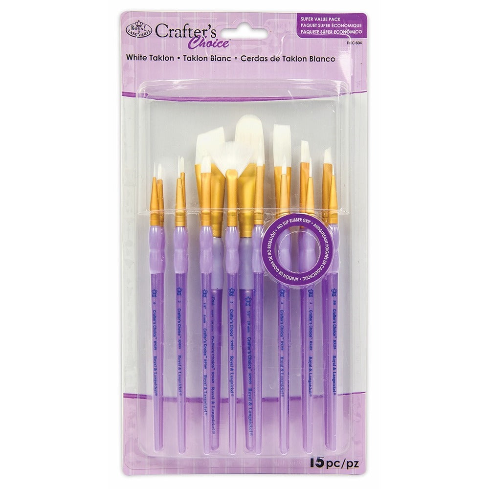Royal & Langnickel White Taklon Brush Set Art Brushes | Mixed Shapes