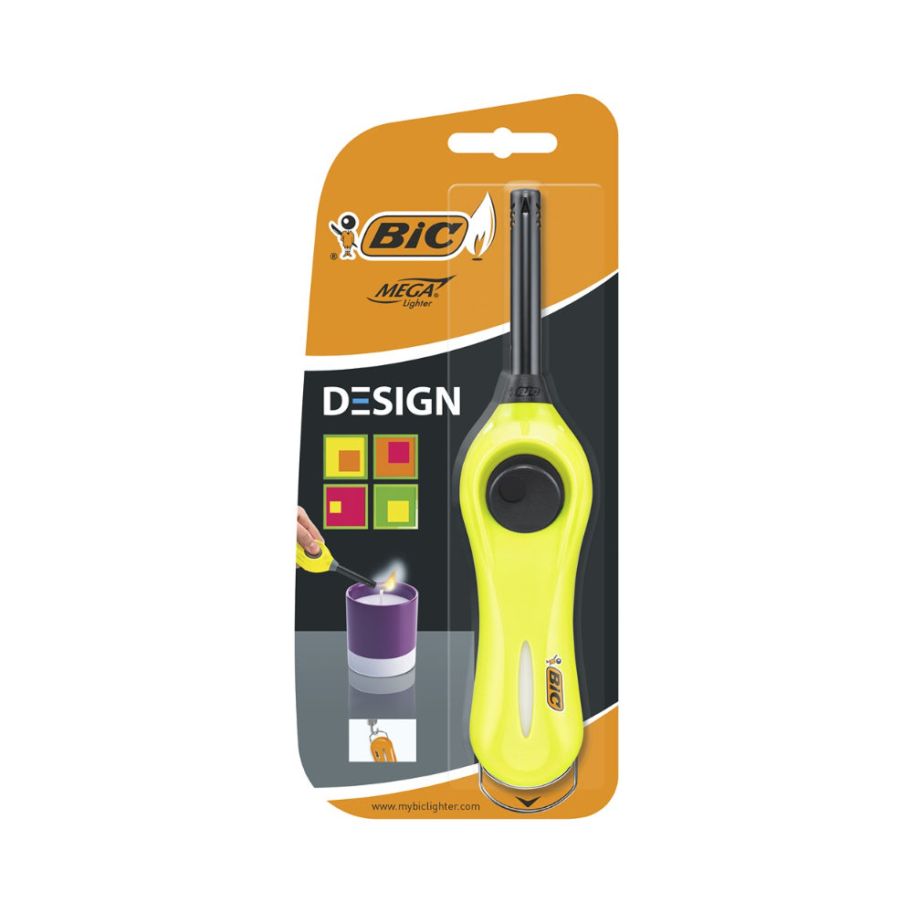 BIC Neon Mega Wand Lighter | Extra-Long Reach, Assorted Colours