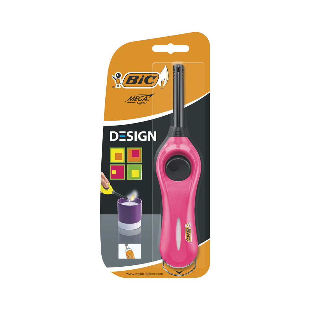 BIC Neon Mega Wand Lighter | Extra-Long Reach, Assorted Colours
