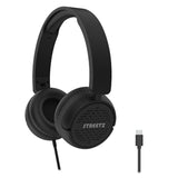 Streetz Black USB-C On-Ear Headphones | Foldable, Adjustable Headband