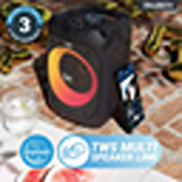 Oakcastle PS100 50W Bluetooth Speaker | Wired Mic, LED Ring, 7h Playtime