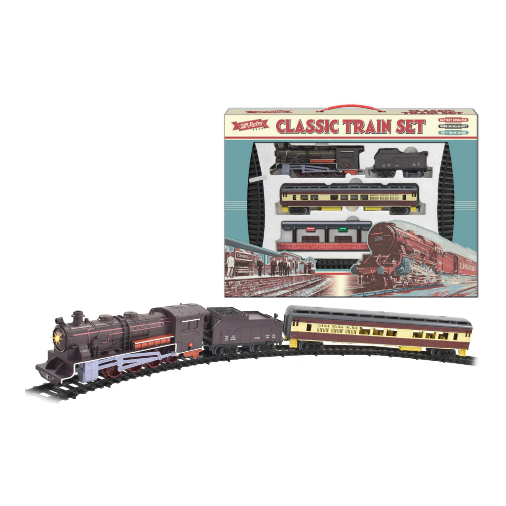 Large Battery Operated Classic Toy Train Set - Light, Sounds, Track