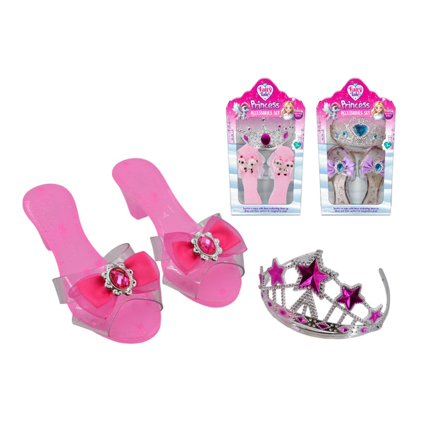 Princess Dress Up Accessories Set - Assorted Tiara and Shoes, Ages 3+