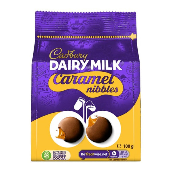 Cadbury's Dairy Milk Caramel Nibbles Chocolate Pouch - 100g, Gooey Centre