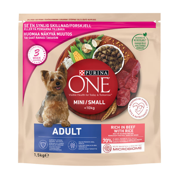 Purina ONE Small Breed Adult Beef Dog Food | 1.5kg, with Rice