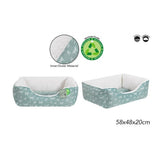 World of Pets Dog Print Pet Bed | Soft Green, 58 x 48 x 20cm