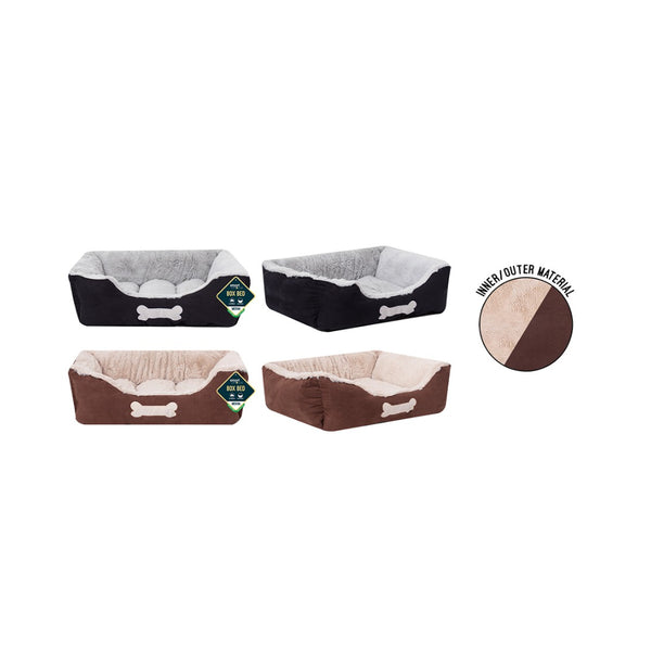 World of Pets Faux Suede Box Pet Bed | Medium, Assorted Colours