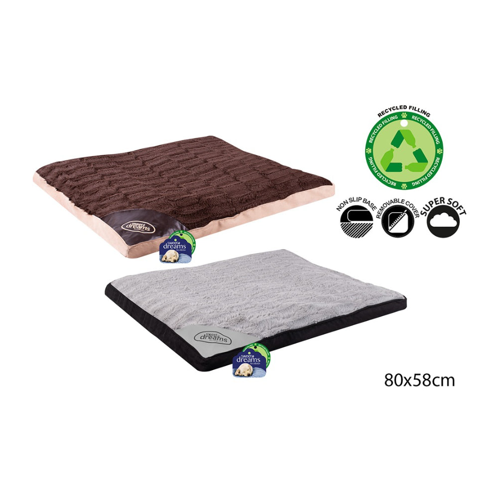 World of Pets Soft Fleece Padded Pet Cushion Bed | 80 x 58cm, Assorted Colours