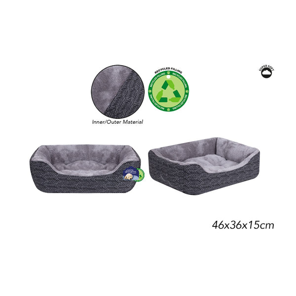 World of Pets Patterned Pet Bed | Small, Grey, 46 x 36 x 15cm